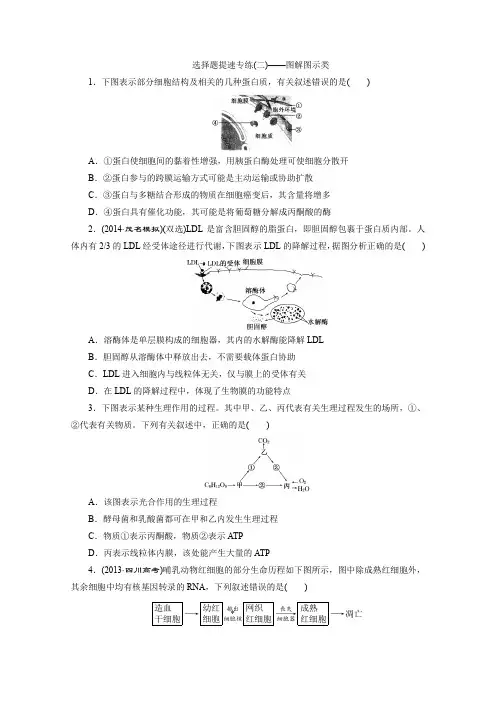 2015年高考生物二轮复习：选择题提速专练(二)——图解图示类