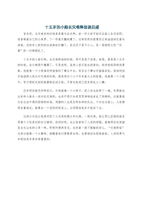 十五岁的小船长灾难降临读后感