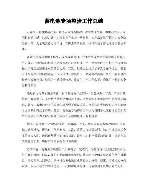 蓄电池专项整治工作总结