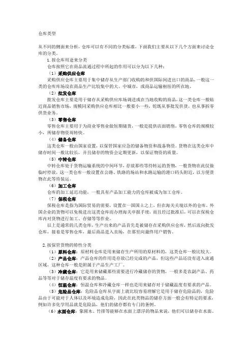 仓库分类类型