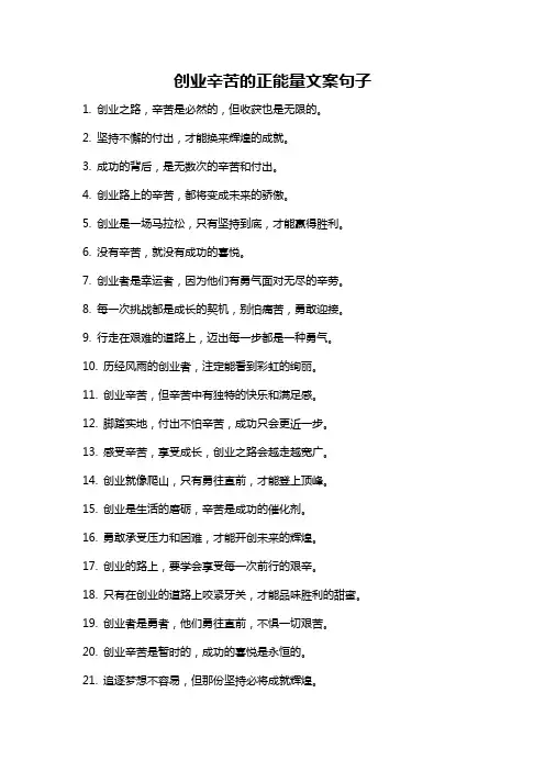 创业辛苦的正能量文案句子