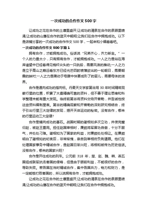 一次成功的合作作文500字