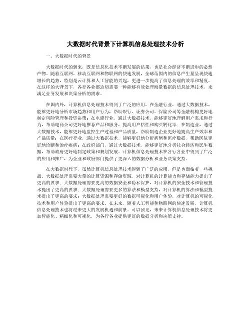 大数据时代背景下计算机信息处理技术分析