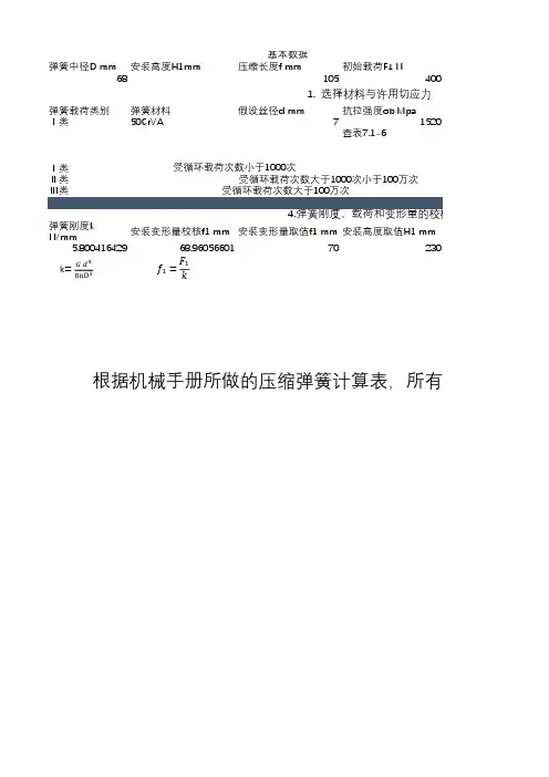 圆柱压缩弹簧计算表