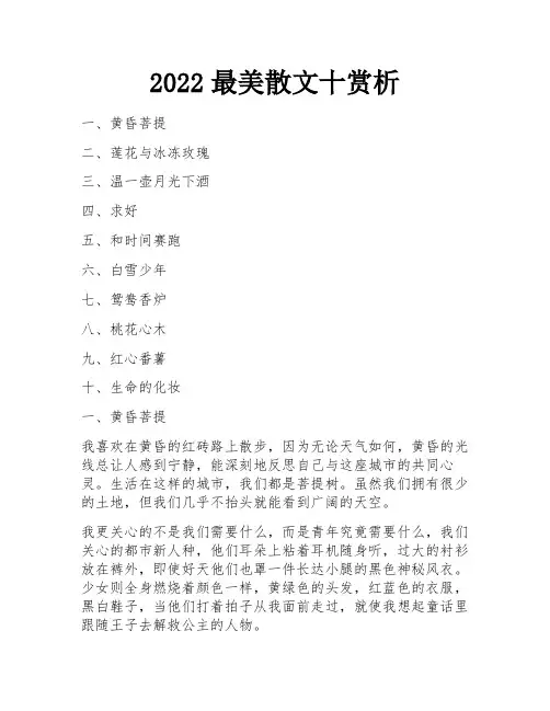 2022最美散文十赏析