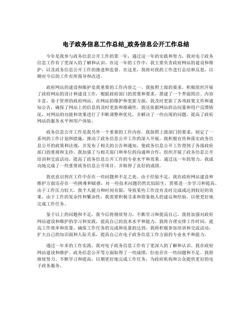 电子政务信息工作总结_政务信息公开工作总结