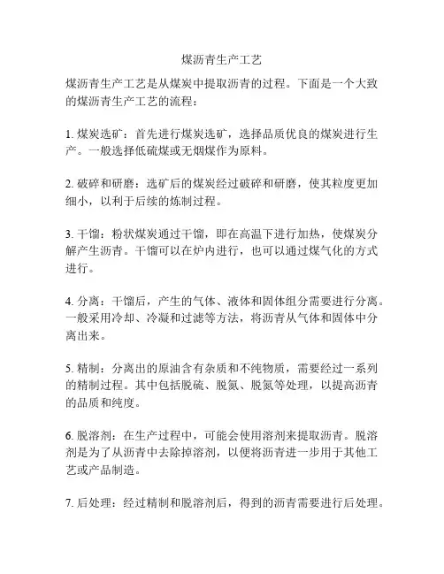 煤沥青生产工艺