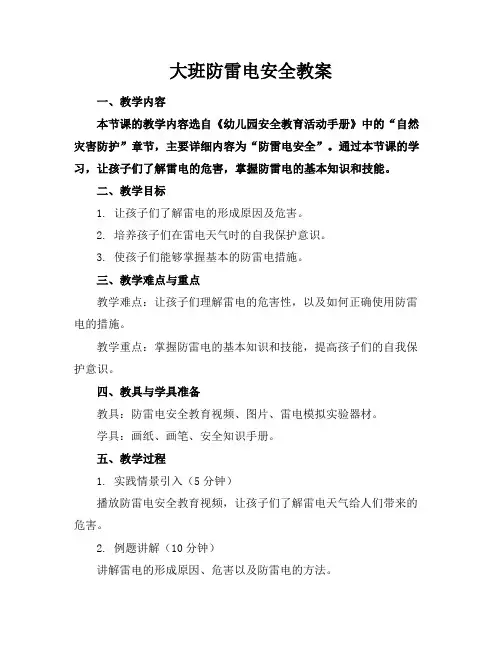 大班防雷电安全教案