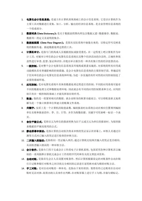 电算化名词解释