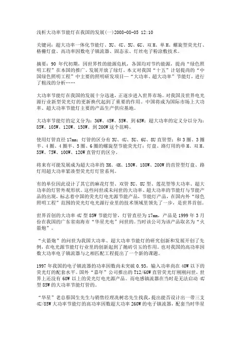 浅析大功率节能灯在我国的发展