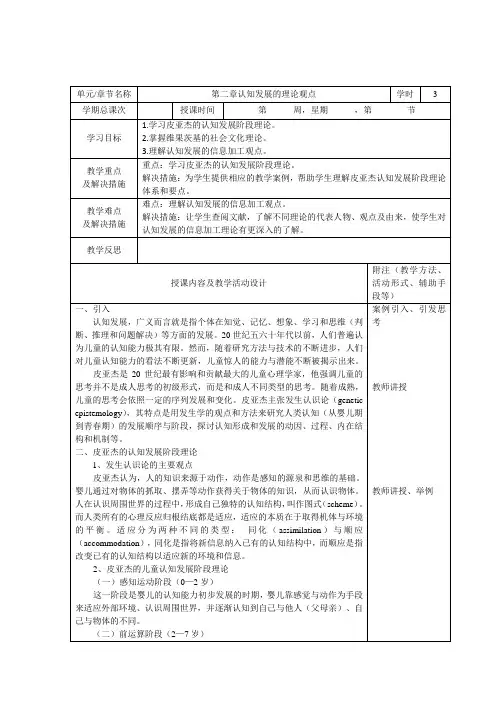 《认知发展的理论观点》教案