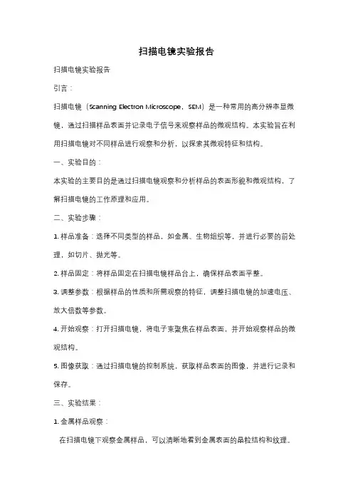 扫描电镜实验报告
