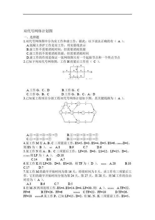 完整版双代号网络计划图习题