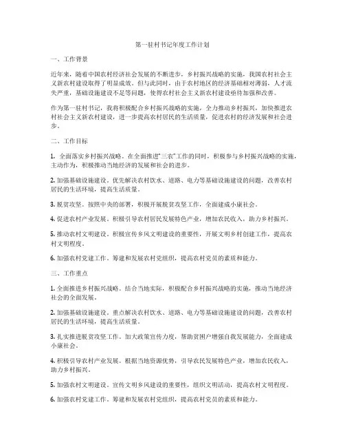 第一驻村书记年度工作计划