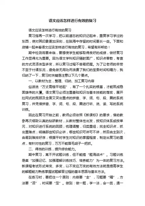 语文应该怎样进行有效的复习