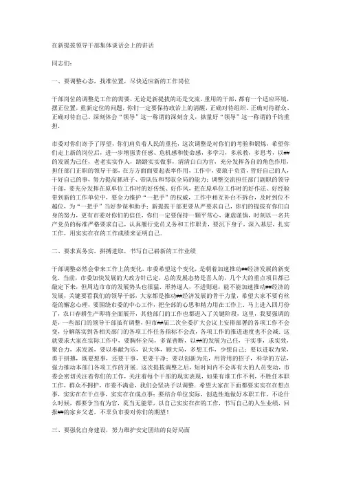在新提拔领导干部集体谈话会上的讲话