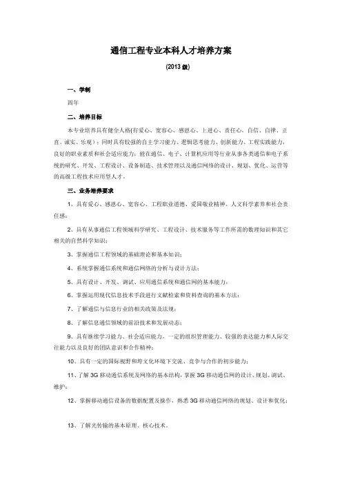 通信工程专业本科人才培养方案