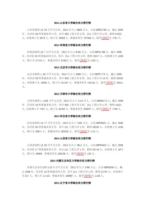中国各省教育概况
