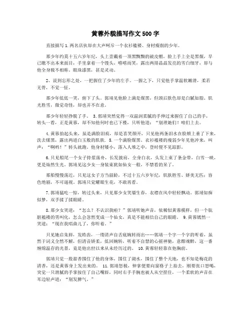 黄蓉外貌描写作文500字