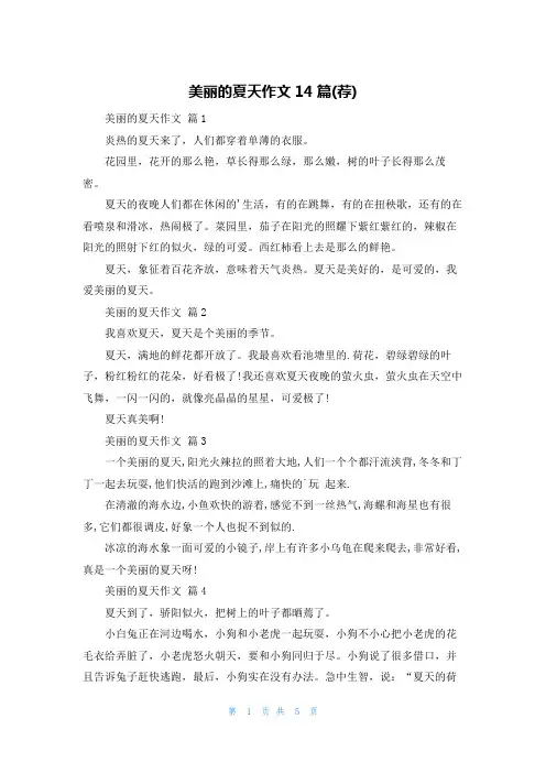 美丽的夏天作文14篇(荐)