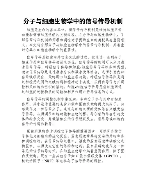 分子与细胞生物学中的信号传导机制