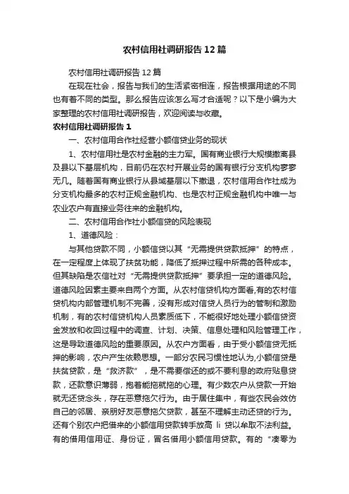 农村信用社调研报告12篇