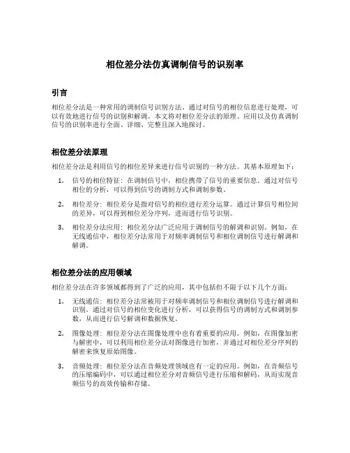 相位差分法仿真调制信号的识别率