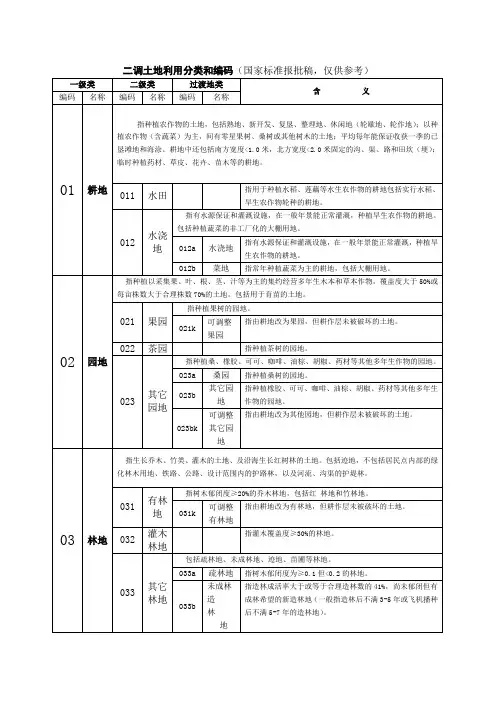 二调土地利用分类和编码