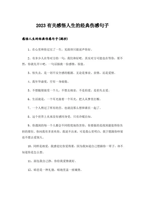 2023励志_有关感悟人生的经典伤感句子