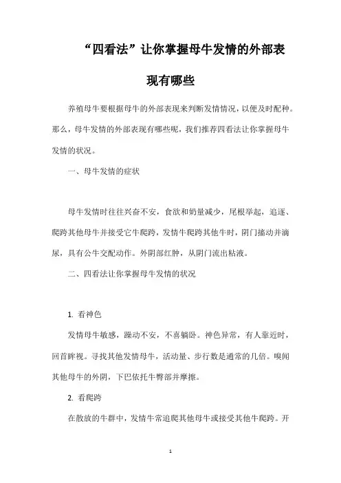 “四看法”让你掌握母牛发情的外部表现有哪些