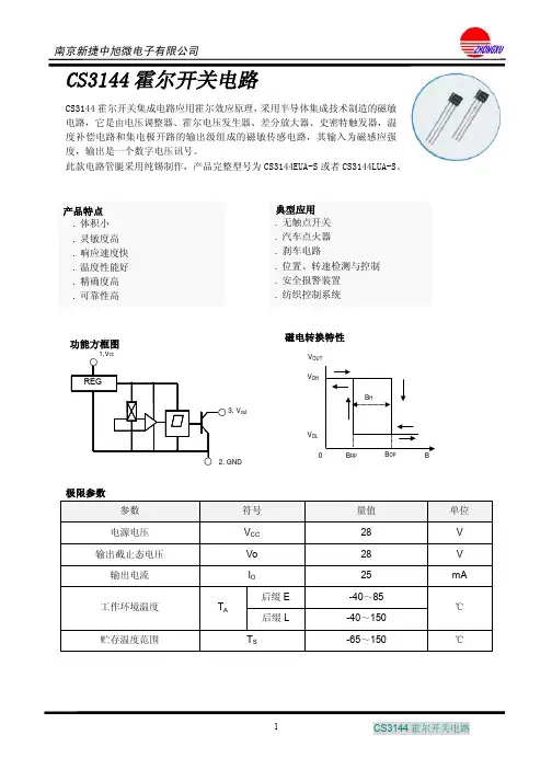 霍尔传感器CS3144