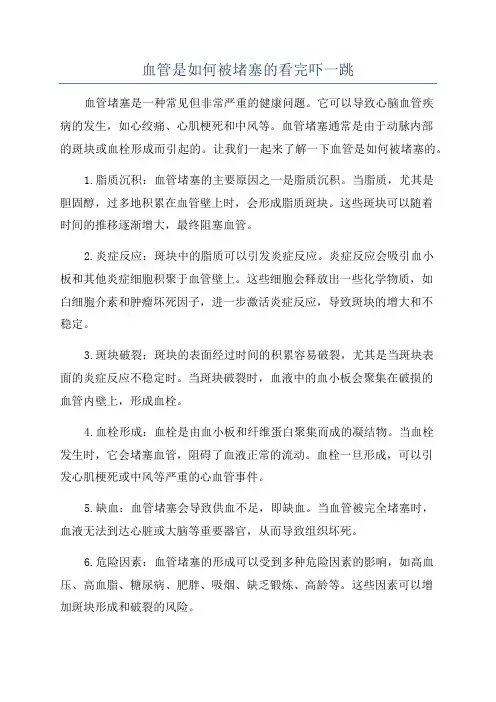血管是如何被堵塞的看完吓一跳