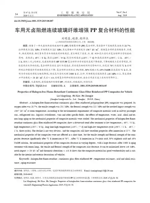 车用无卤阻燃连续玻璃纤维增强PP复合材料的性能