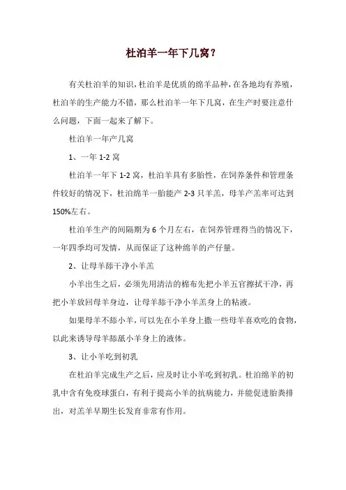 杜泊羊一年下几窝？