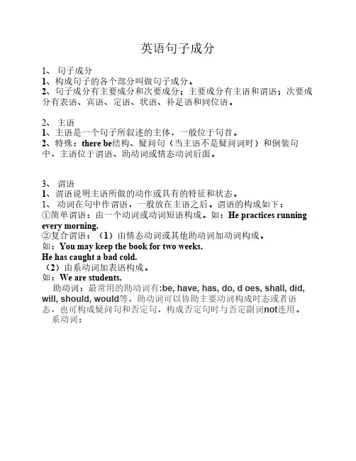 英语划分句子成分句式练习题及答案