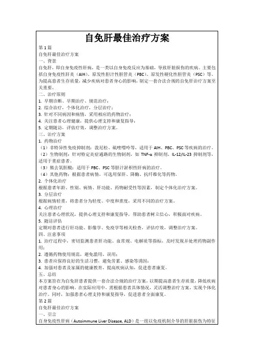自免肝最佳治疗方案