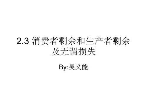 2.3 消费者剩余和生产者剩余及无谓损失