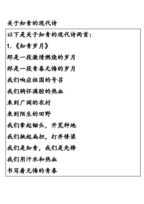 关于知青的现代诗
