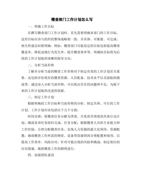稽查部门工作计划怎么写
