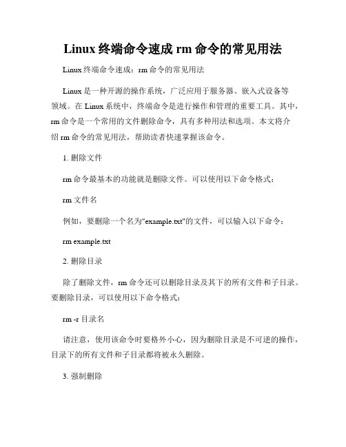 Linux终端命令速成rm命令的常见用法