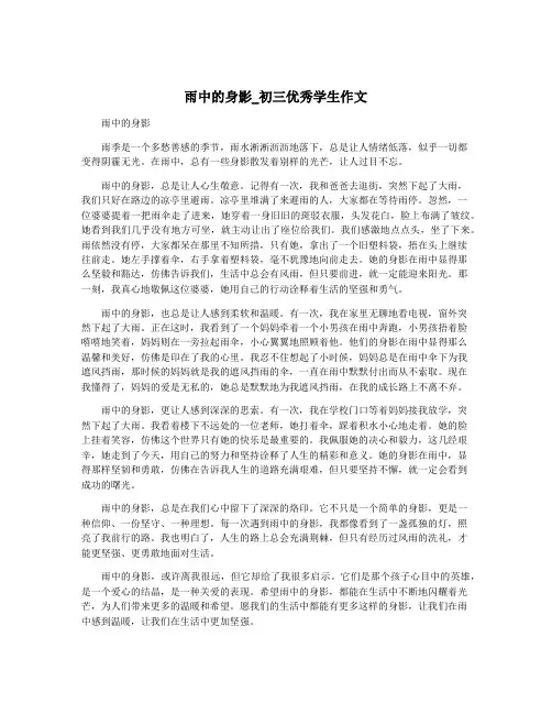 雨中的身影_初三优秀学生作文