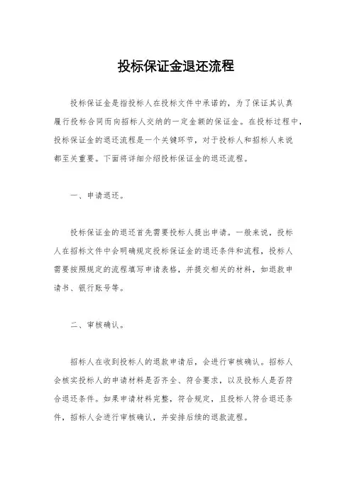 投标保证金退还流程