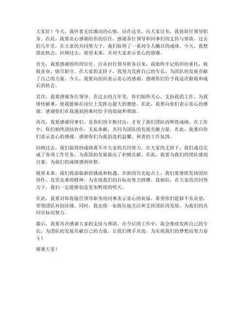 领导换届卸任发言稿