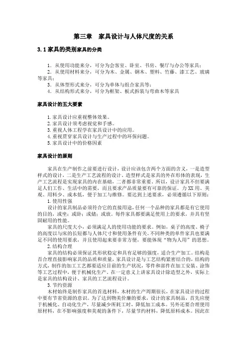 家具设计及人体尺度的关系