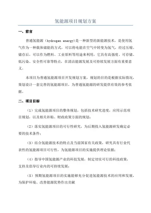 氢能源项目规划方案