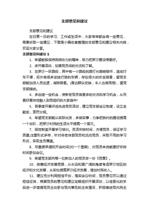 支部意见和建议