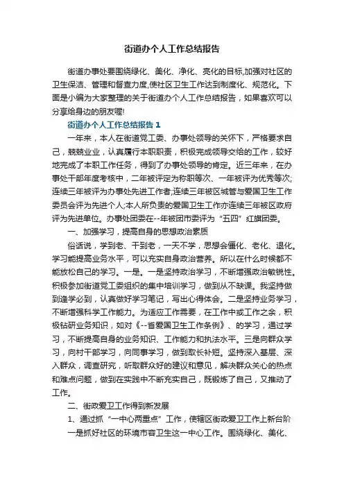 街道办个人工作总结报告5篇