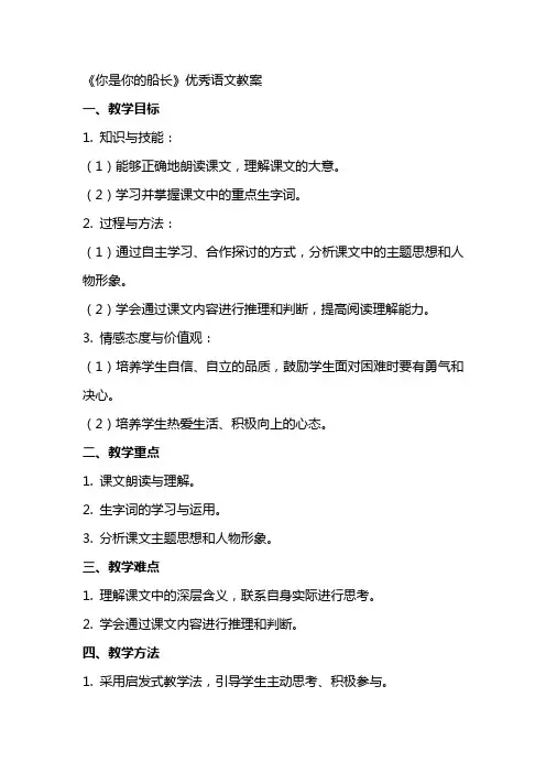 《你是你的船长》语文教案