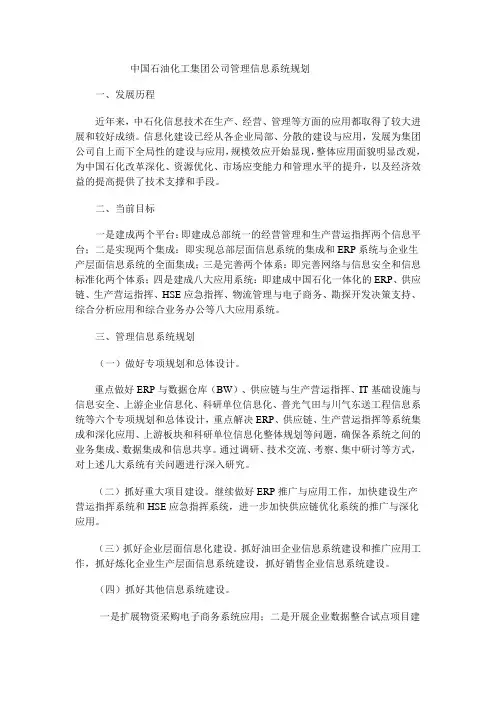 中国石油化工集团公司管理信息系统规划