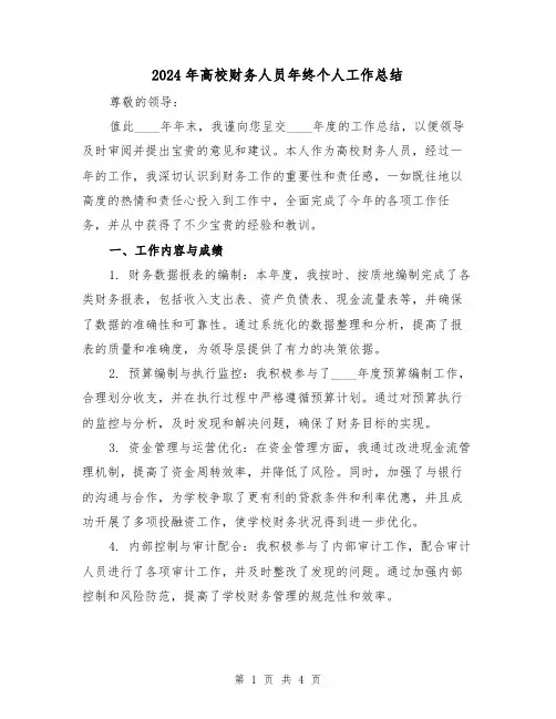2024年高校财务人员年终个人工作总结(2篇)